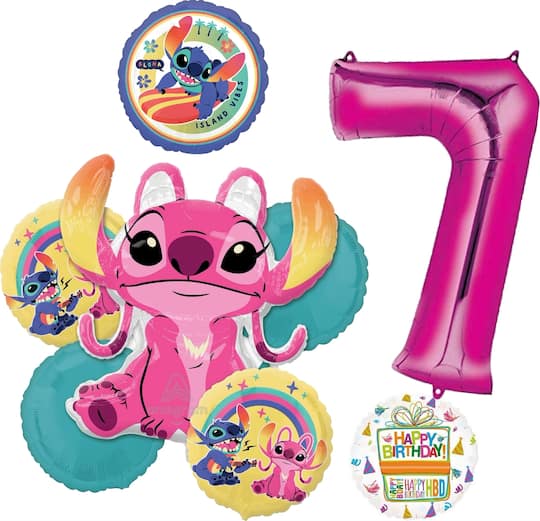 Lilo & Stitch Angel Birthday Foil Balloon Bouquet